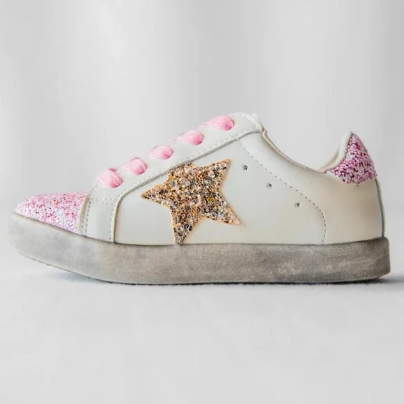 SweetHoney Adorable Gold Star Glitter Sneakers Size 3Y (only worn a few times) - Picture 2 of 9